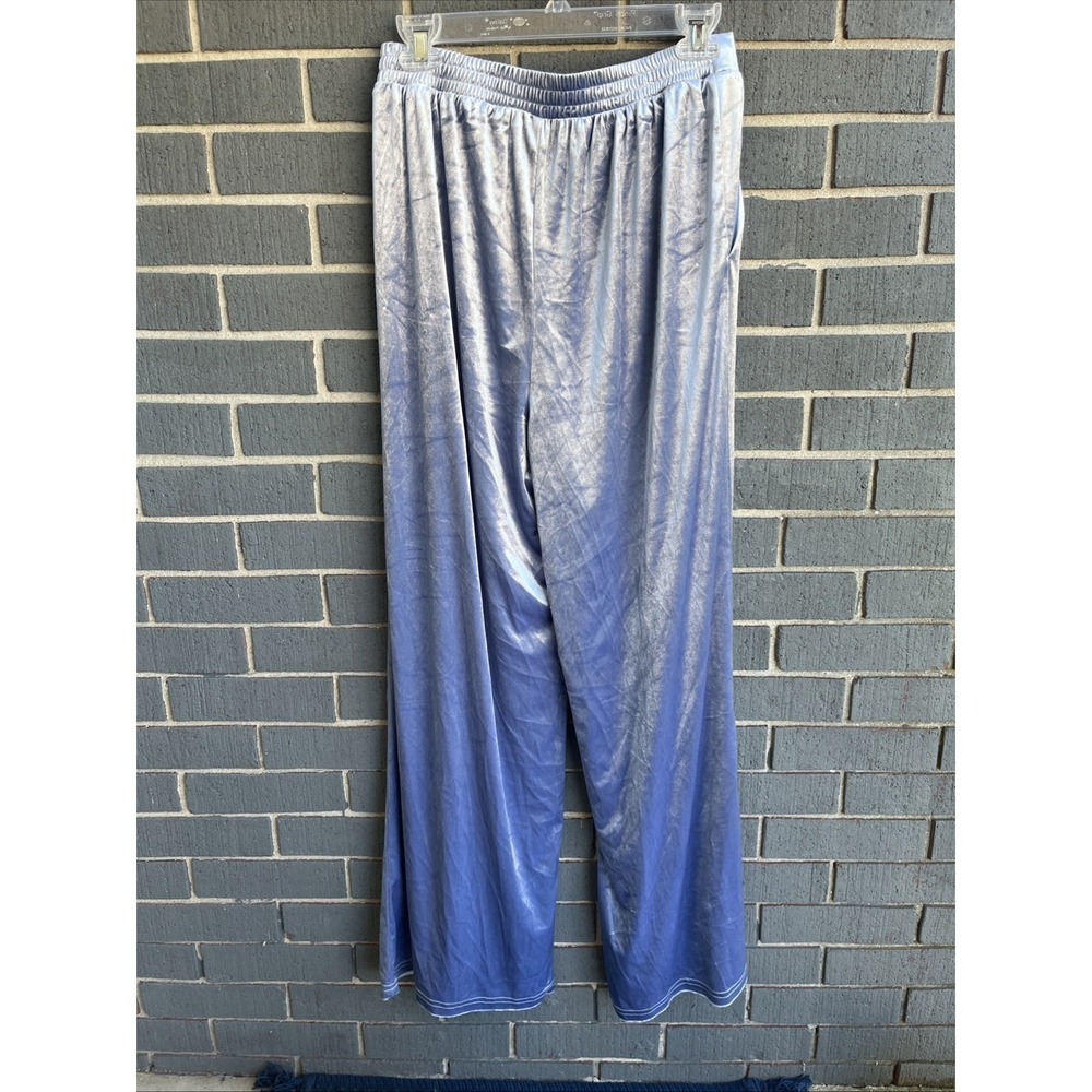Christian LaCroix Velvet Wide Leg Lounge Pants Ice Blue Gray Medium NWT NEW - Picture 5 of 7